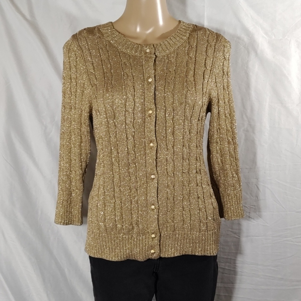 THE HOLIDAYS ARE COMING METALLIC GOLD SWEATER